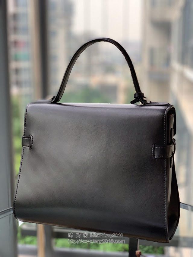 DELVAUX女包 比利時品牌 Tempete手袋 柔軟牛皮 德爾沃女手提包 中號手拎包 Delvaux單肩斜挎包 TP0028黑銀扣  fcs1226